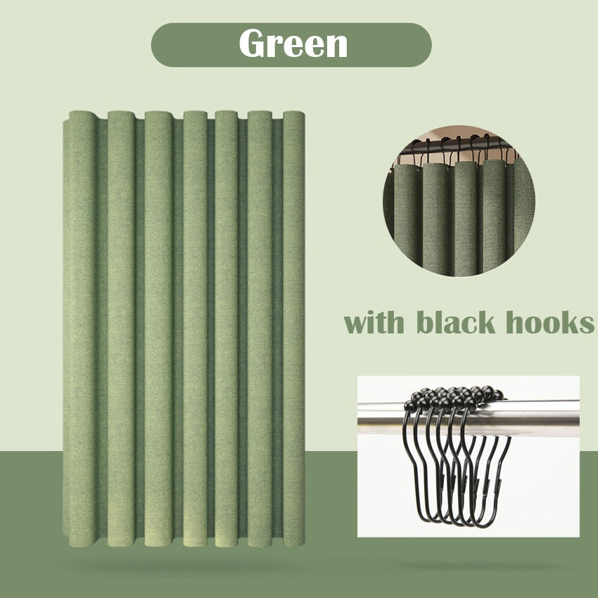 Thick Linen Shower Curtain Cover with Metal Hooks