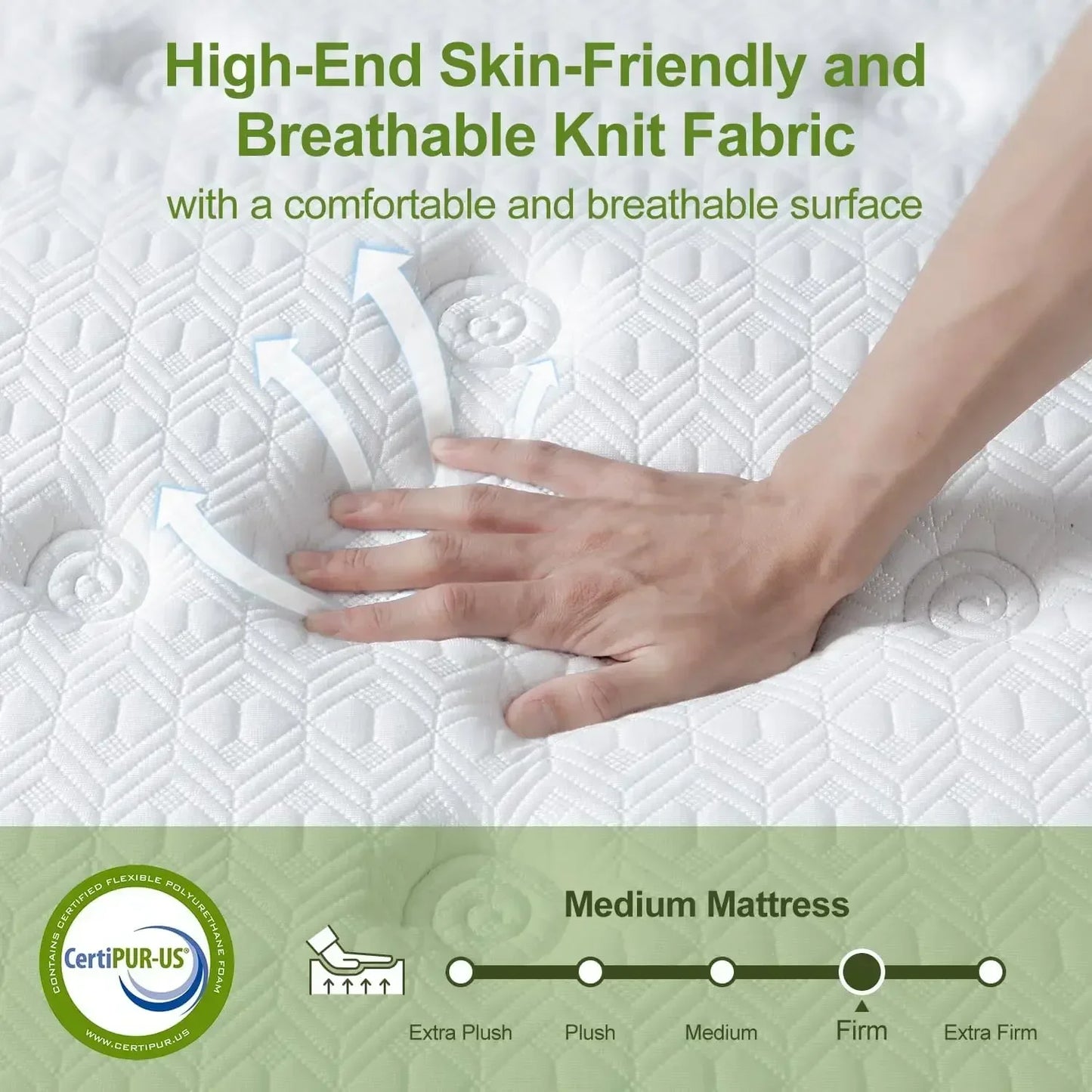 Colchón híbrido tamaño queen de 30 cm con espuma viscoelástica de gel y resortes embolsados (firmeza media)