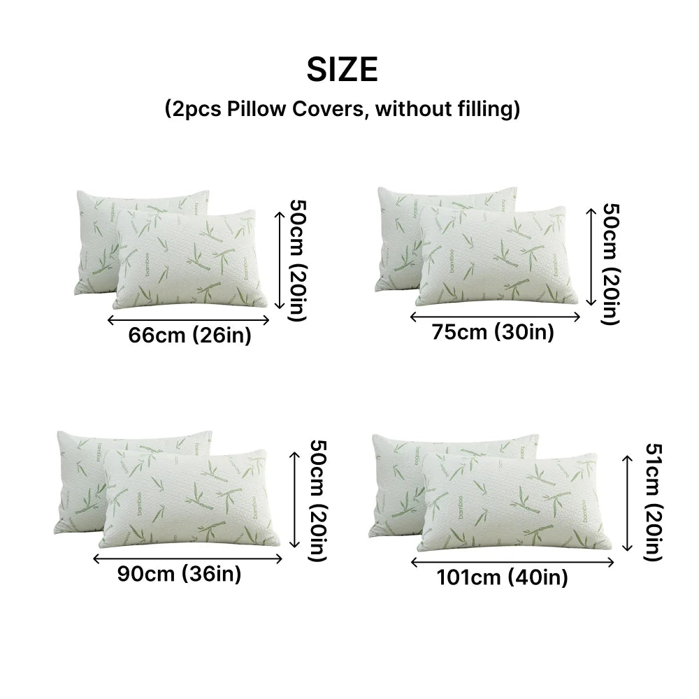 2pcs Waterproof 100% Bamboo Pillowcases w/ Zipper Cover