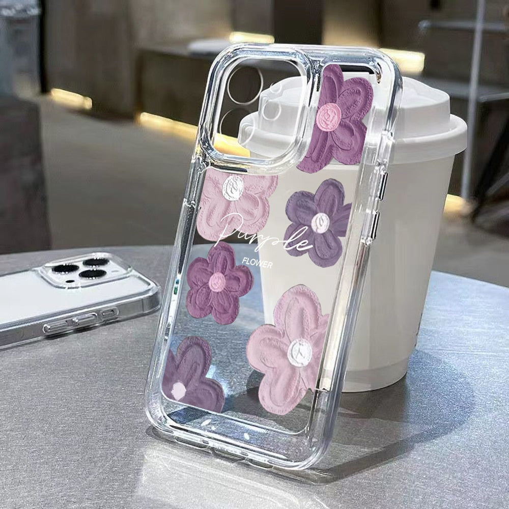 Funda de silicona para teléfono con flores