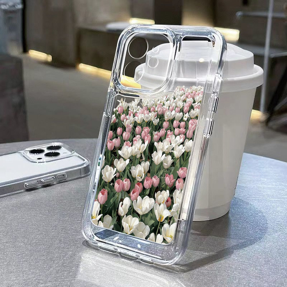 Funda de silicona para teléfono con flores