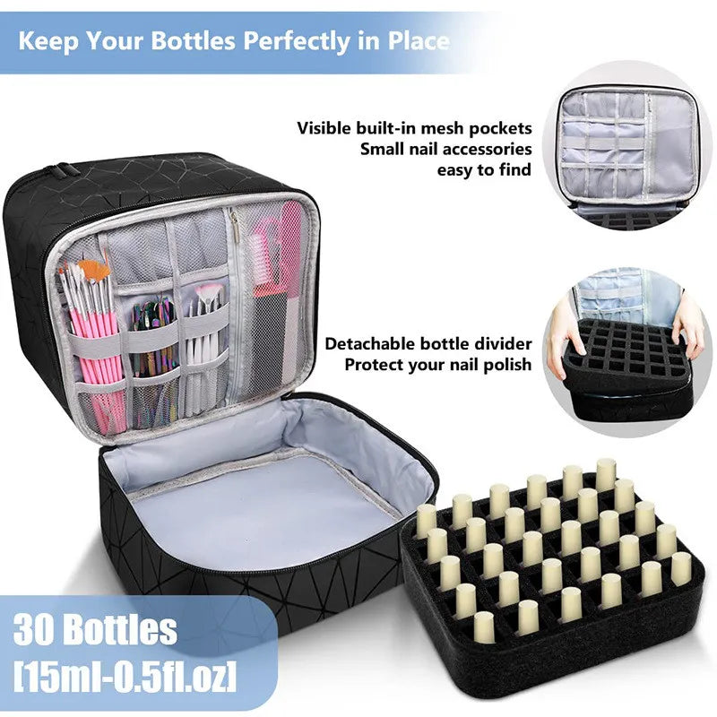 30 Grid Portable Nail Polish & Cosmetic Storage Bag