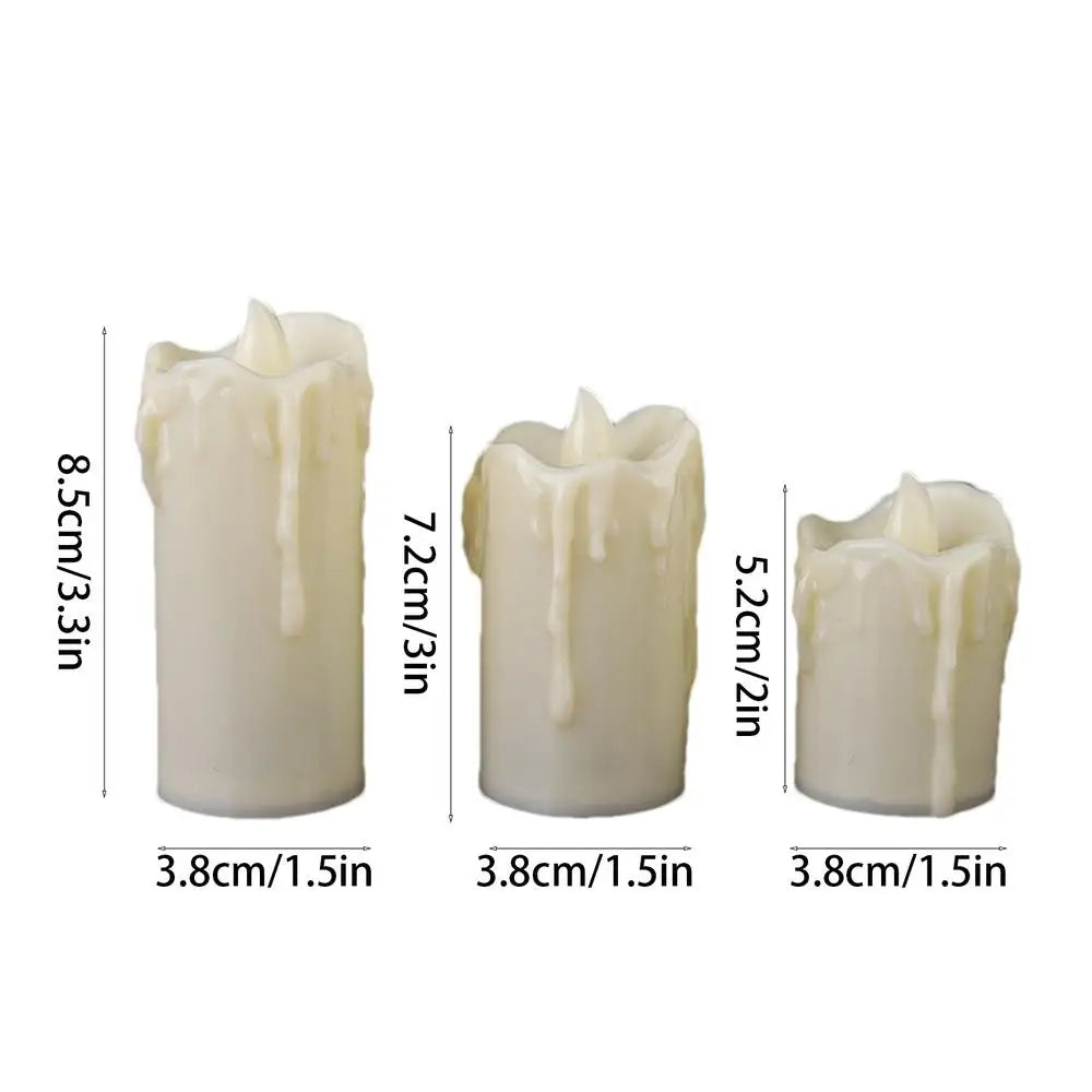 Flameless Fake Candle Lights - Set Of 3