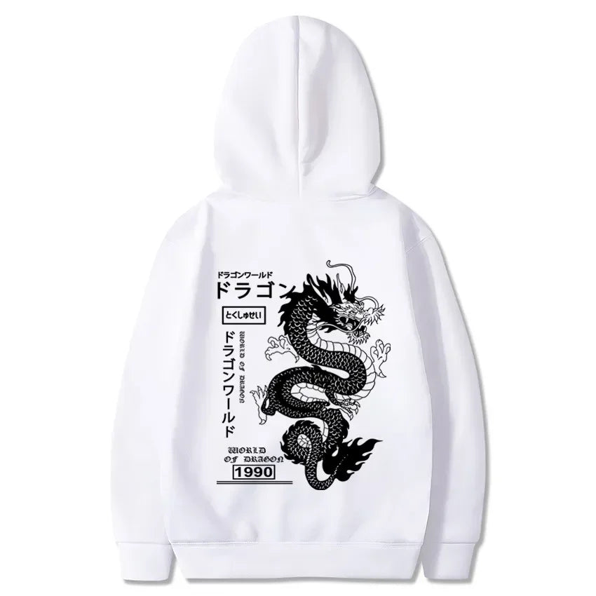 Sudadera con capucha estilo dragón japonés