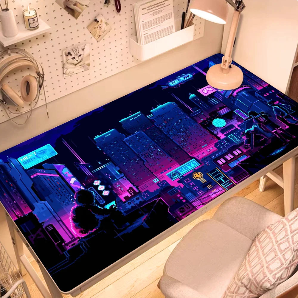 City Neon Pixel Large Gaming Mousepad