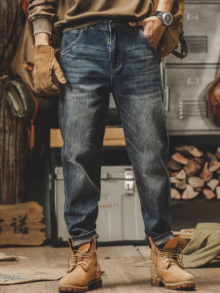 Vaqueros desgastados estilo americano pesado