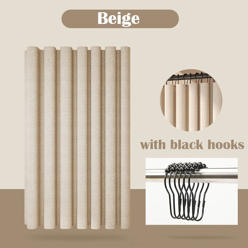 Thick Linen Shower Curtain Cover with Metal Hooks