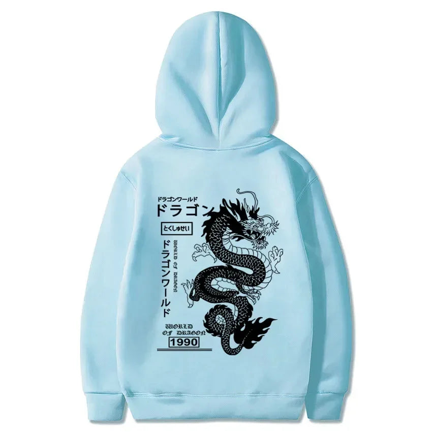 Sudadera con capucha estilo dragón japonés
