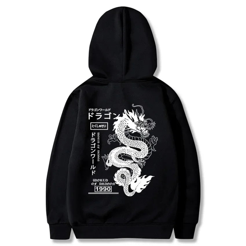 Sudadera con capucha estilo dragón japonés