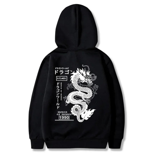 Sudadera con capucha estilo dragón japonés