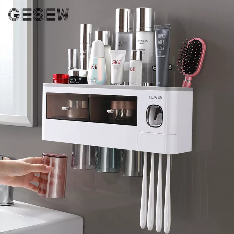 Toothbrush Holder Storage Box w/ Mouthwash Cup