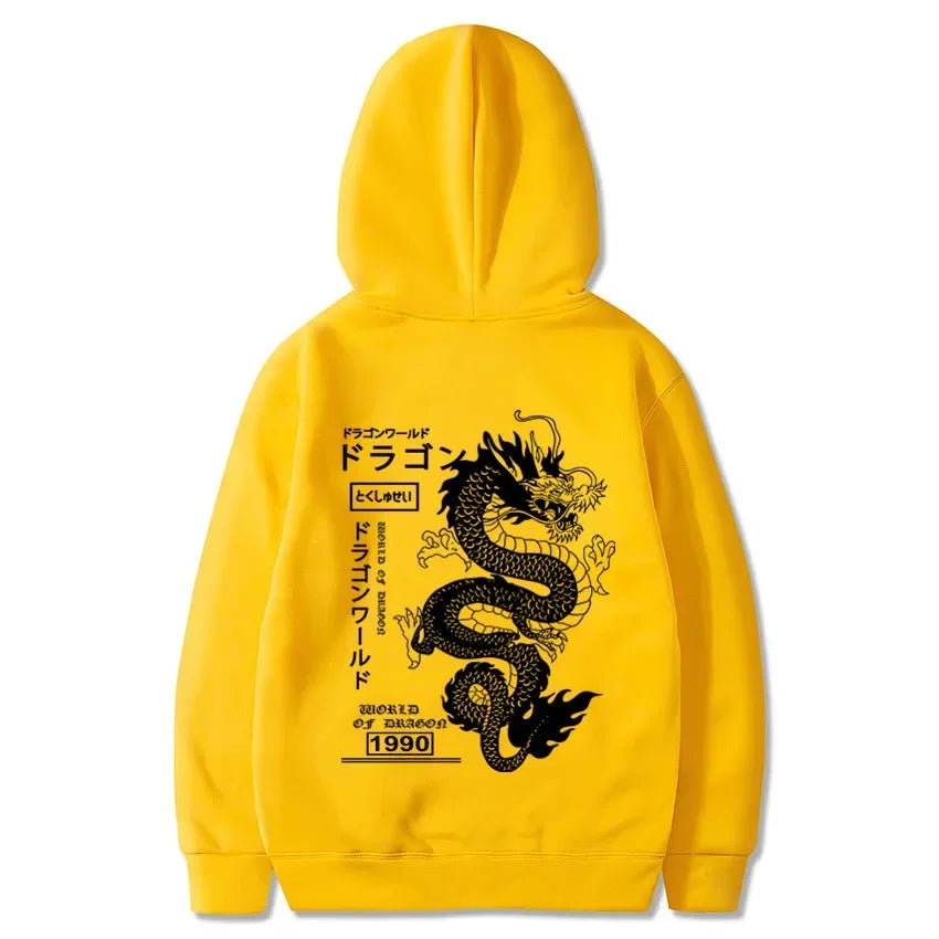 Sudadera con capucha estilo dragón japonés
