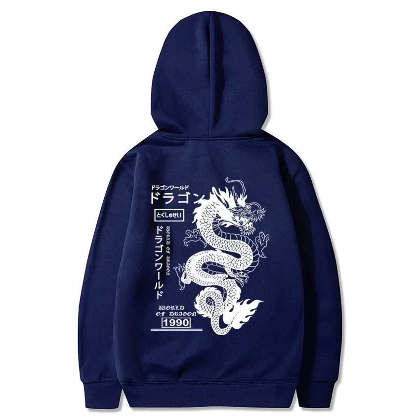 Sudadera con capucha estilo dragón japonés