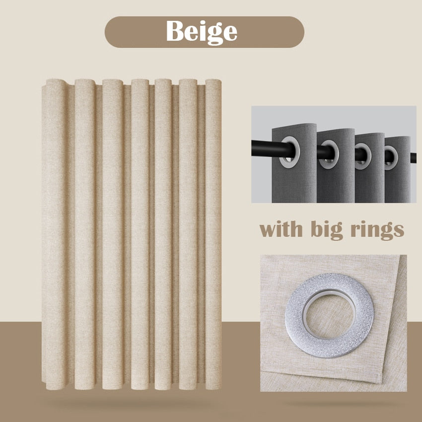 Thick Linen Shower Curtain Cover with Metal Hooks