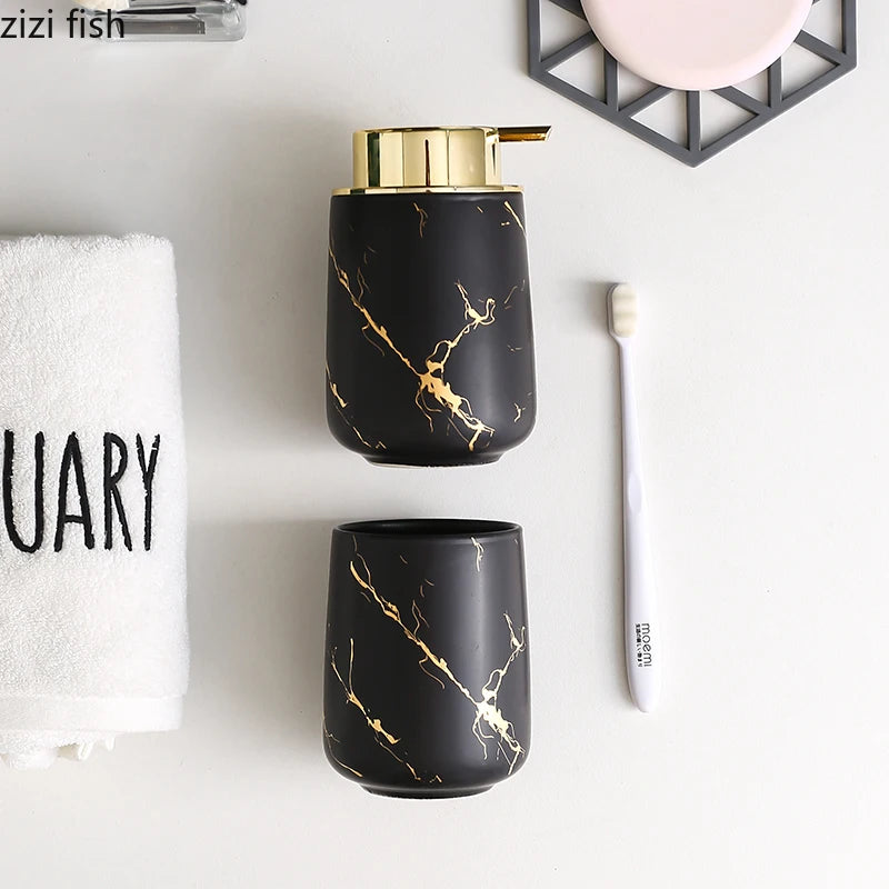 Colorful Ceramic Marble Bathroom Set