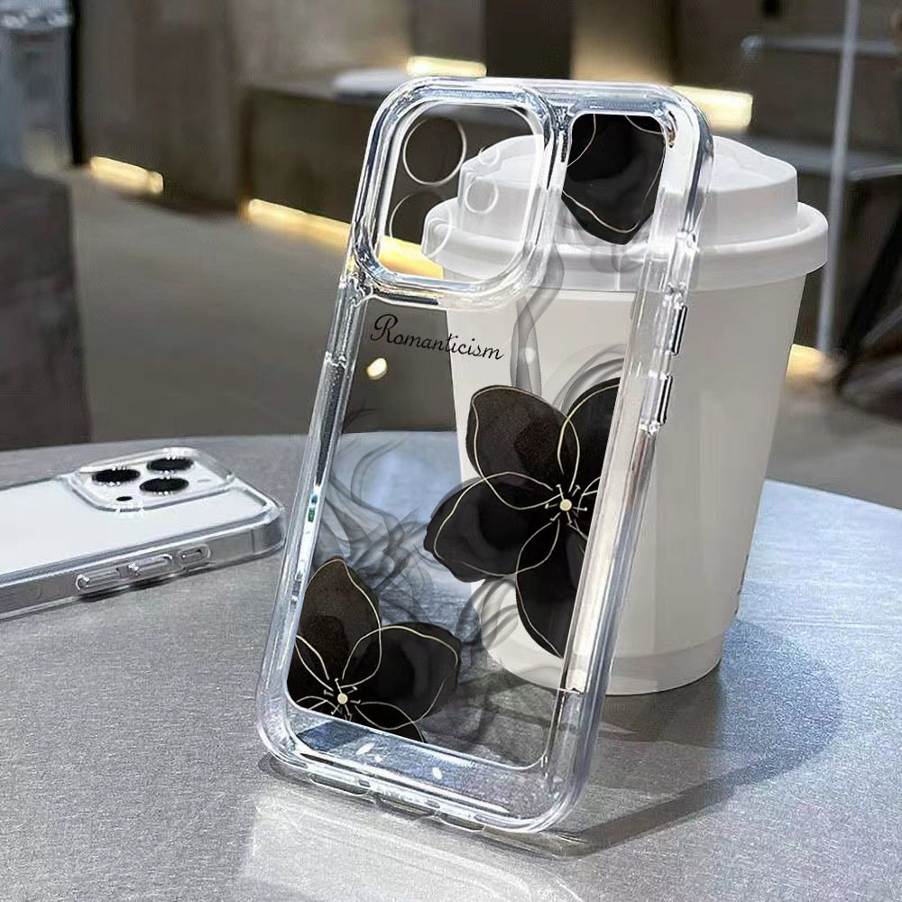 Funda de silicona para teléfono con flores
