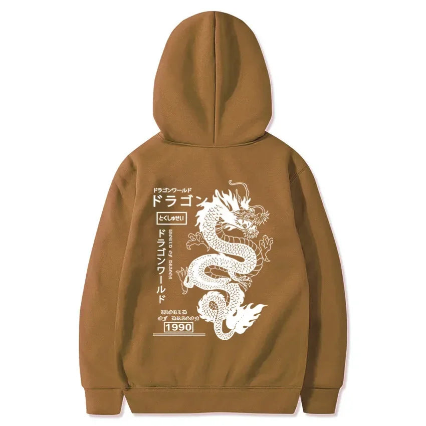 Sudadera con capucha estilo dragón japonés