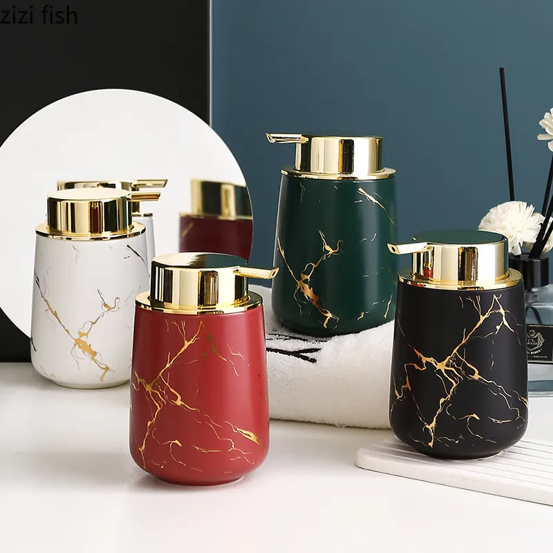 Colorful Ceramic Marble Bathroom Set