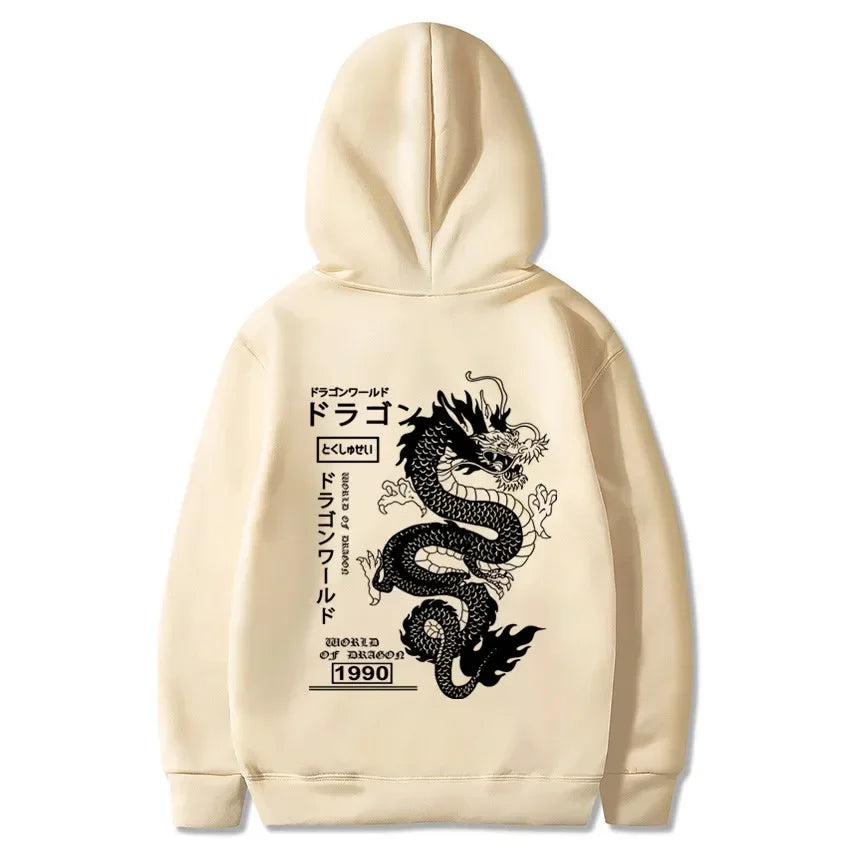 Sudadera con capucha estilo dragón japonés