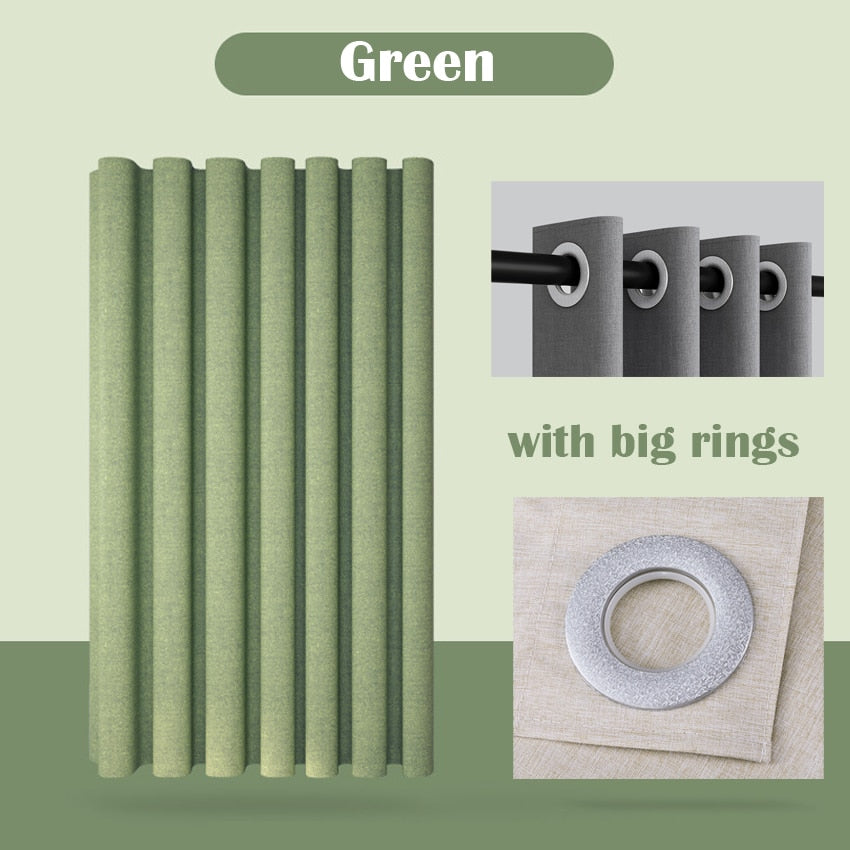 Thick Linen Shower Curtain Cover with Metal Hooks