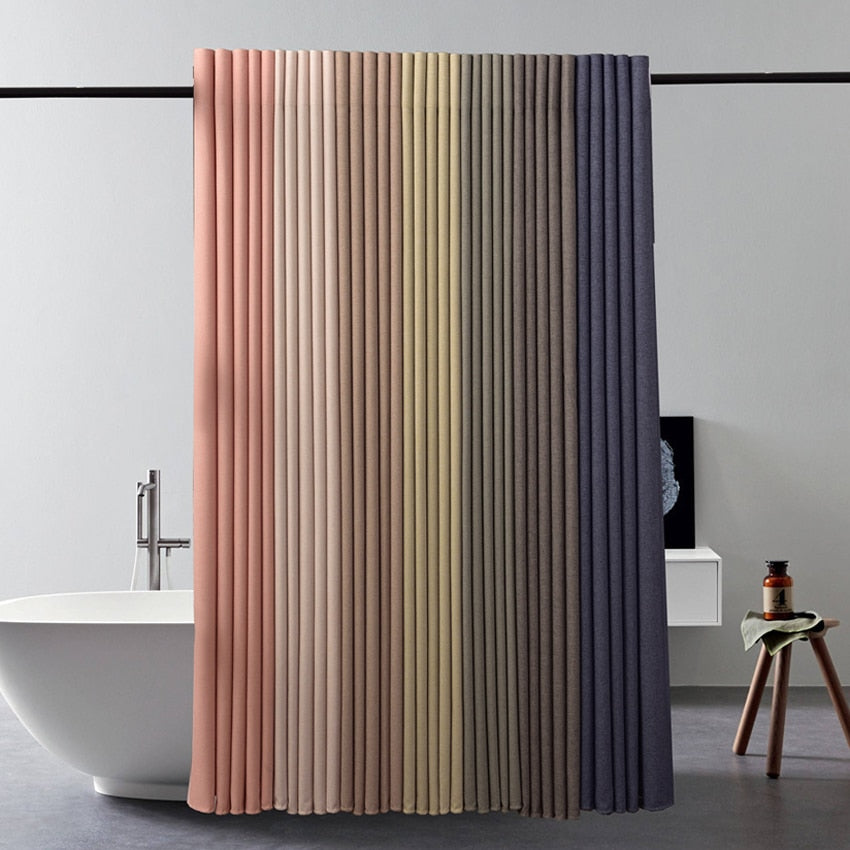 Thick Linen Shower Curtain Cover with Metal Hooks