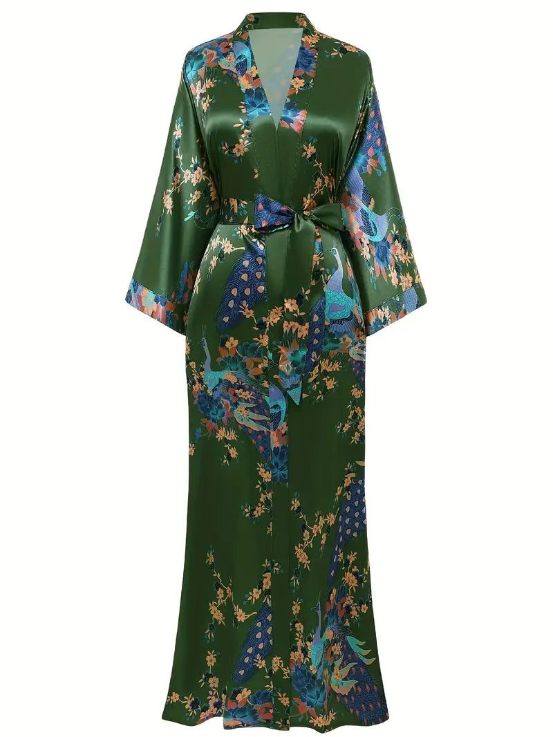 Batas/cárdigans largos de satén sedoso