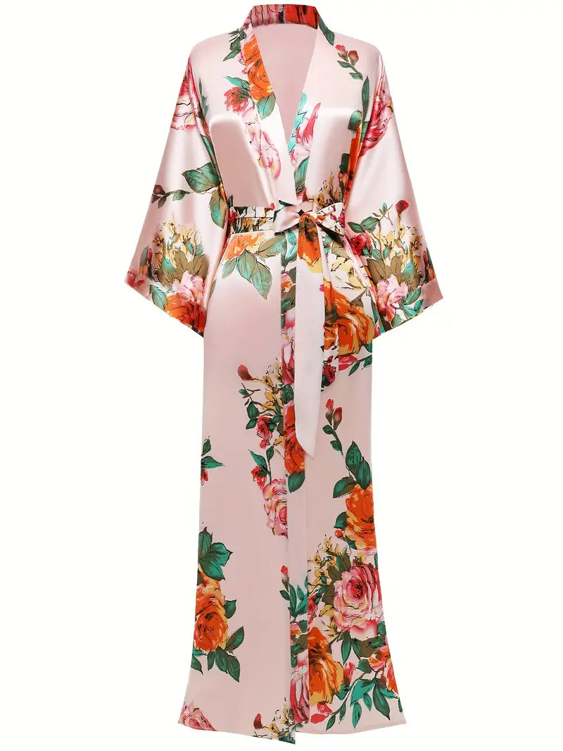 Batas/cárdigans largos de satén sedoso