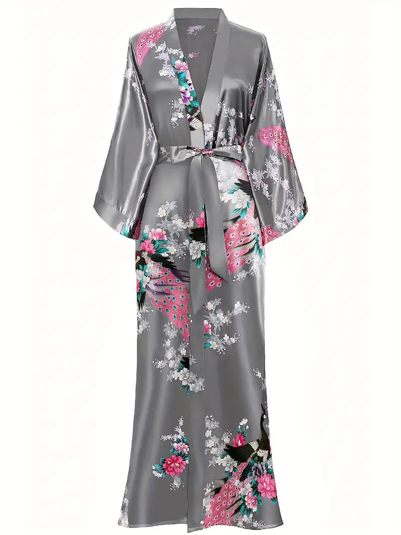 Batas/cárdigans largos de satén sedoso