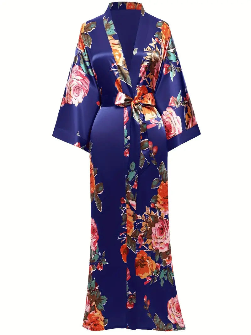 Batas/cárdigans largos de satén sedoso