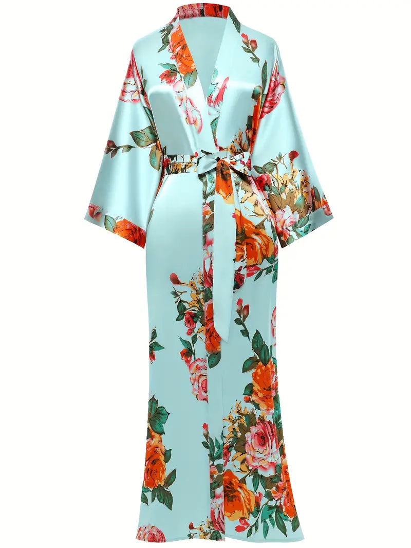 Batas/cárdigans largos de satén sedoso