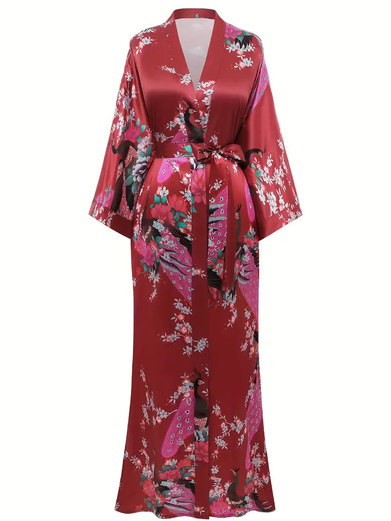 Batas/cárdigans largos de satén sedoso