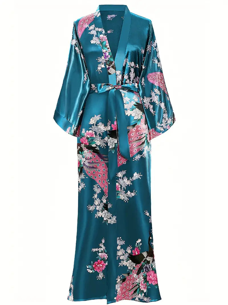 Batas/cárdigans largos de satén sedoso