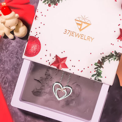 Collar de plata de ley 925 con incrustaciones de circonitas en forma de corazón