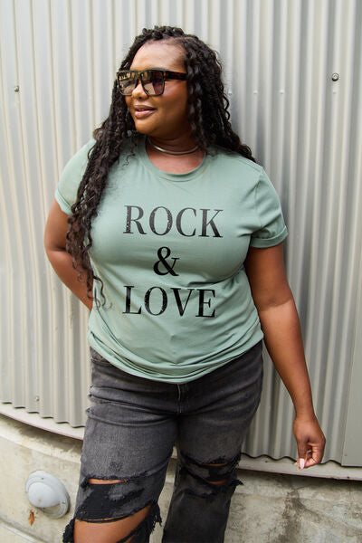 Camiseta de manga corta ROCK & LOVE de tamaño completo de Simply Love