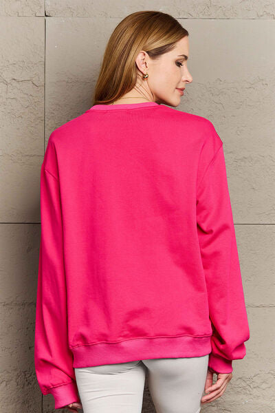 Sudadera con cuello redondo ROCK & LOVE de tamaño completo de Simply Love