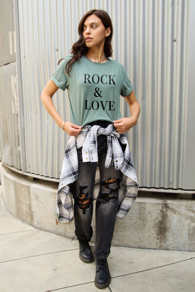 Camiseta de manga corta ROCK & LOVE de tamaño completo de Simply Love