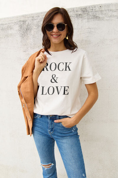 Camiseta de manga corta ROCK & LOVE de tamaño completo de Simply Love