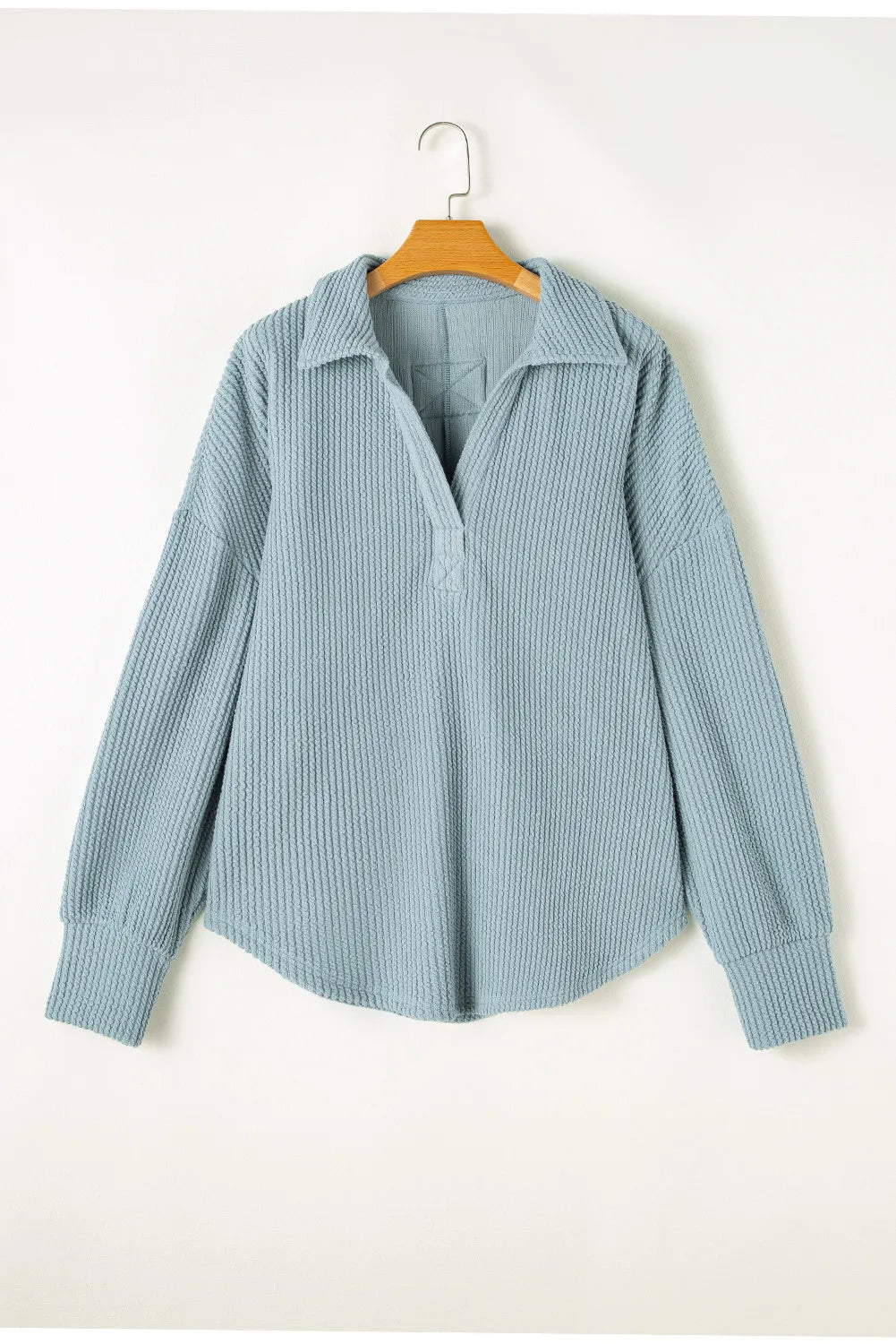 Sudadera de manga larga con cuello Johnny texturizado de talla grande