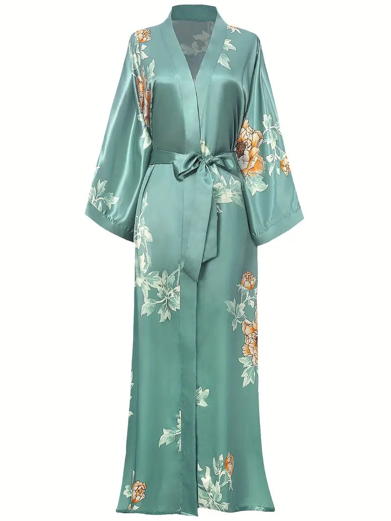 Batas/cárdigans largos de satén sedoso 