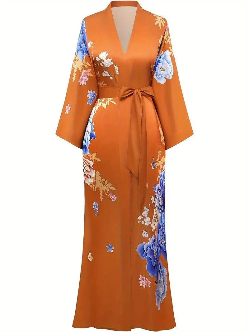 Batas/cárdigans largos de satén sedoso 