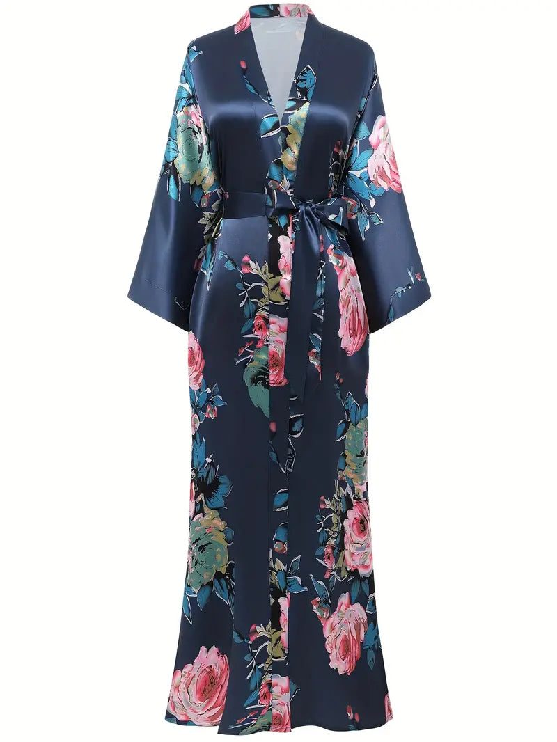 Batas/cárdigans largos de satén sedoso 