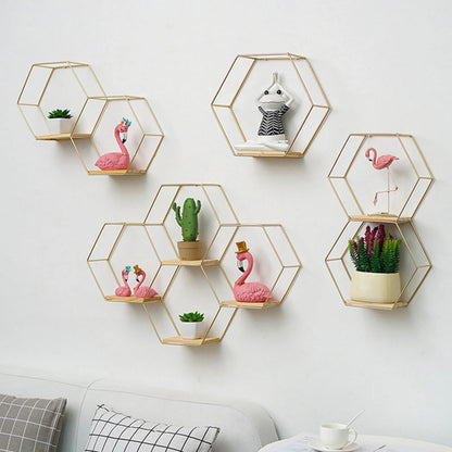 Estante de pared hexagonal flotante