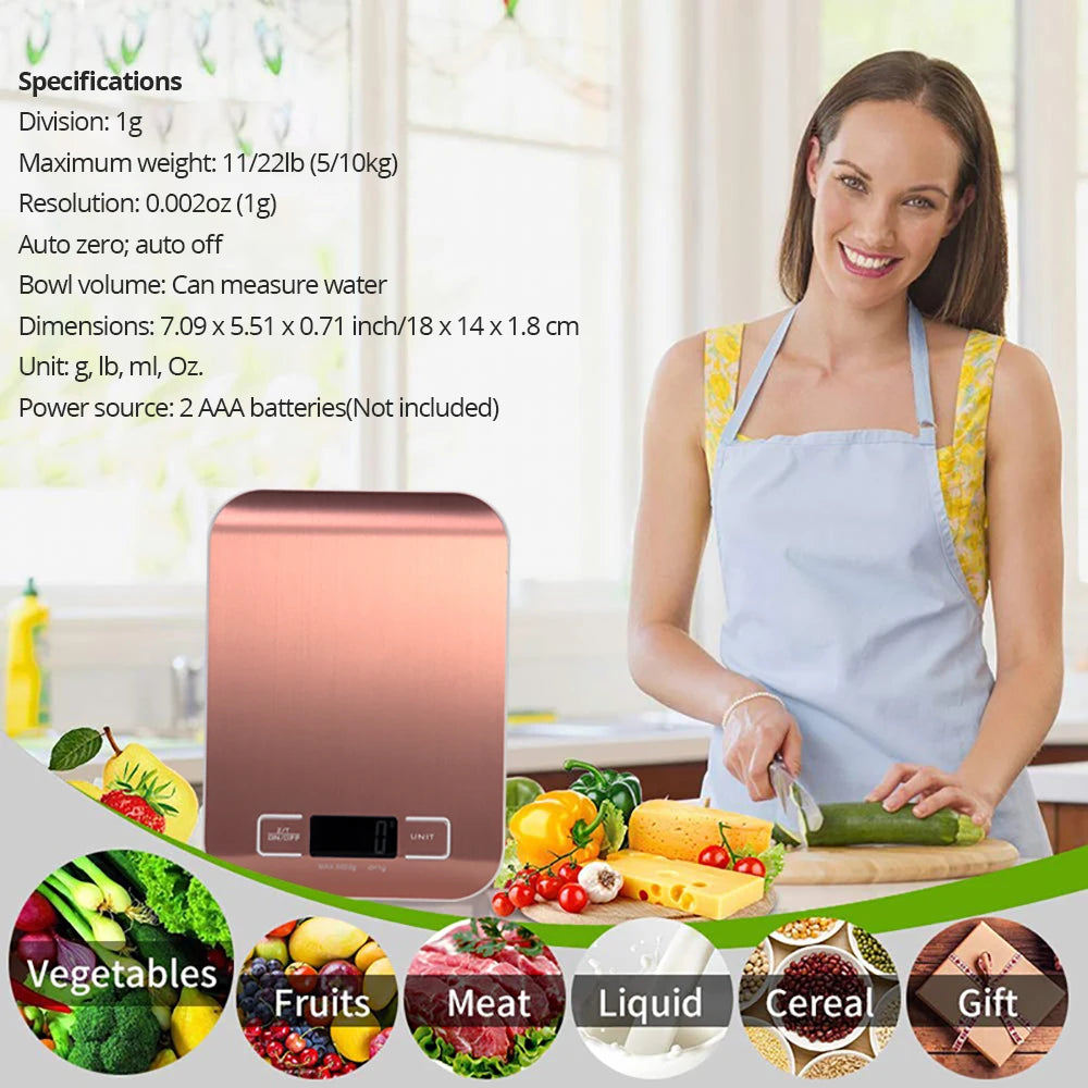 Báscula digital multifunción para alimentos de cocina de acero inoxidable