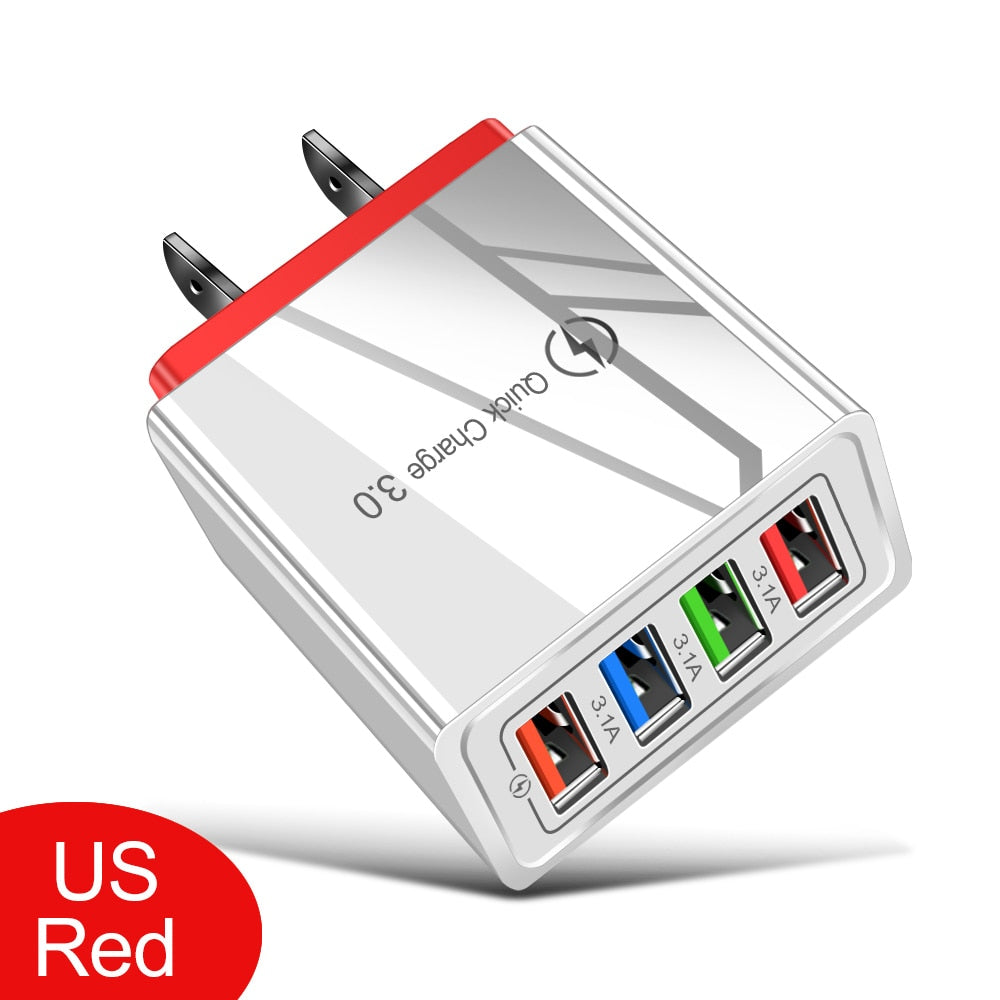 美国和欧盟插头多 USB 充电器