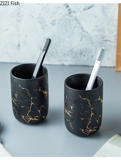 Juego de accesorios de baño de mármol cerámico