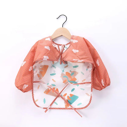 Long Sleeve Waterproof Toddler Art Smock & Feeding Bib