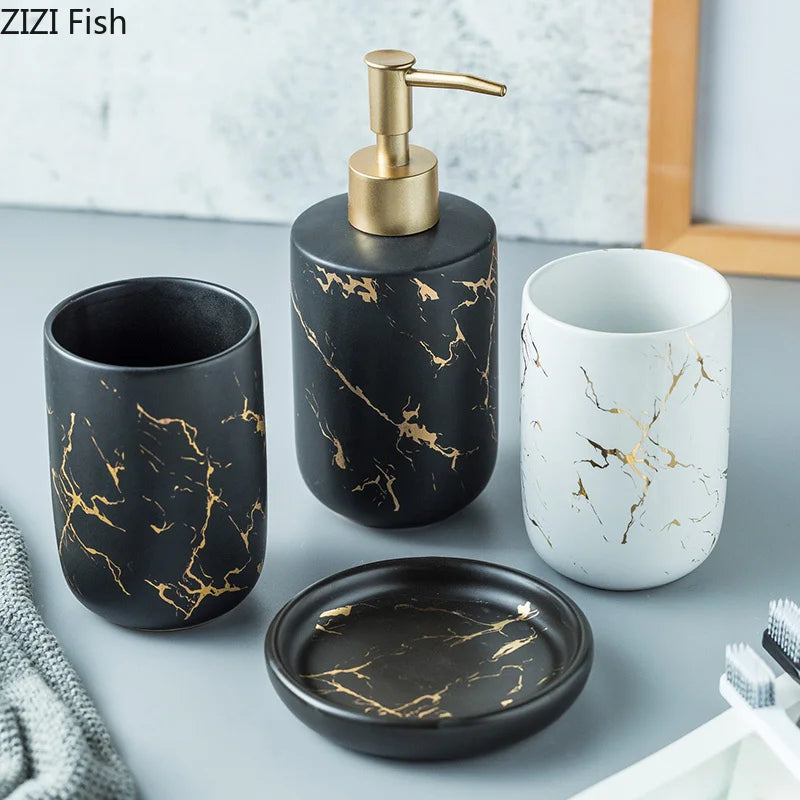 Juego de accesorios de baño de mármol cerámico