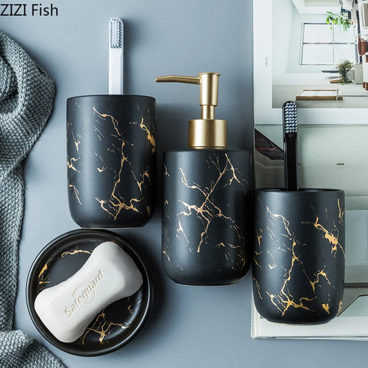 Juego de accesorios de baño de mármol cerámico