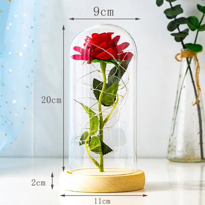 Eternal Rose LED Light Foil Flower In Glass Cover