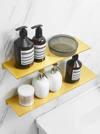 Brushed Gold Metal Floating Wall Shelf